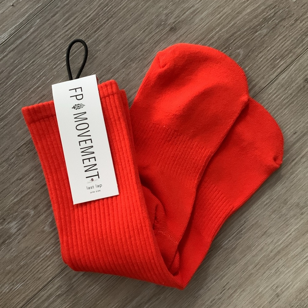 FP MOVEMENT Last Lap Buti Logo Tube Socks Flame Orange NWT - Picture 3 of 6